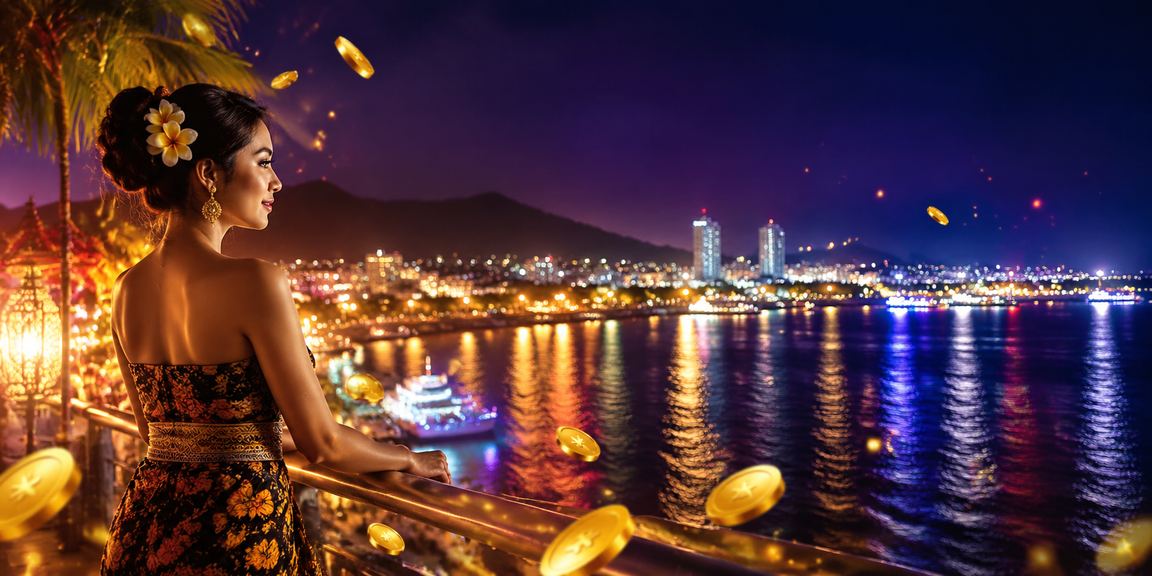 Tampilan aplikasi casino online di layar smartphone dengan latar suasana festival yang meriah