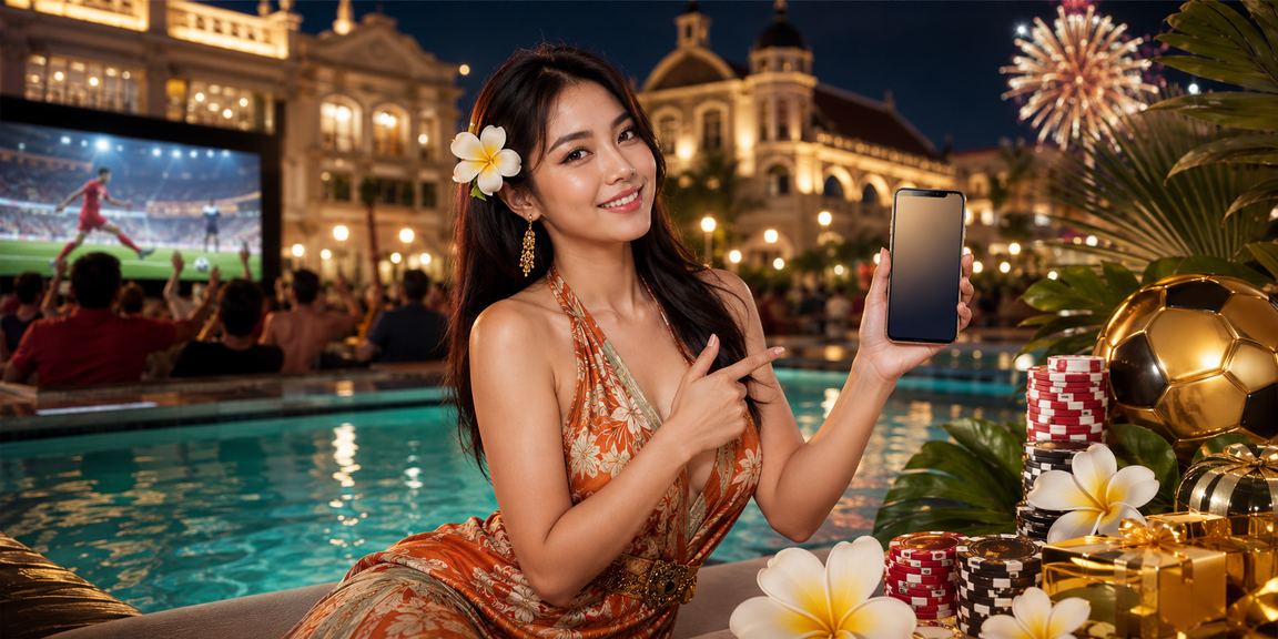 Model menggunakan aplikasi casino di smartphone dengan tampilan antarmuka yang bersih dan modern