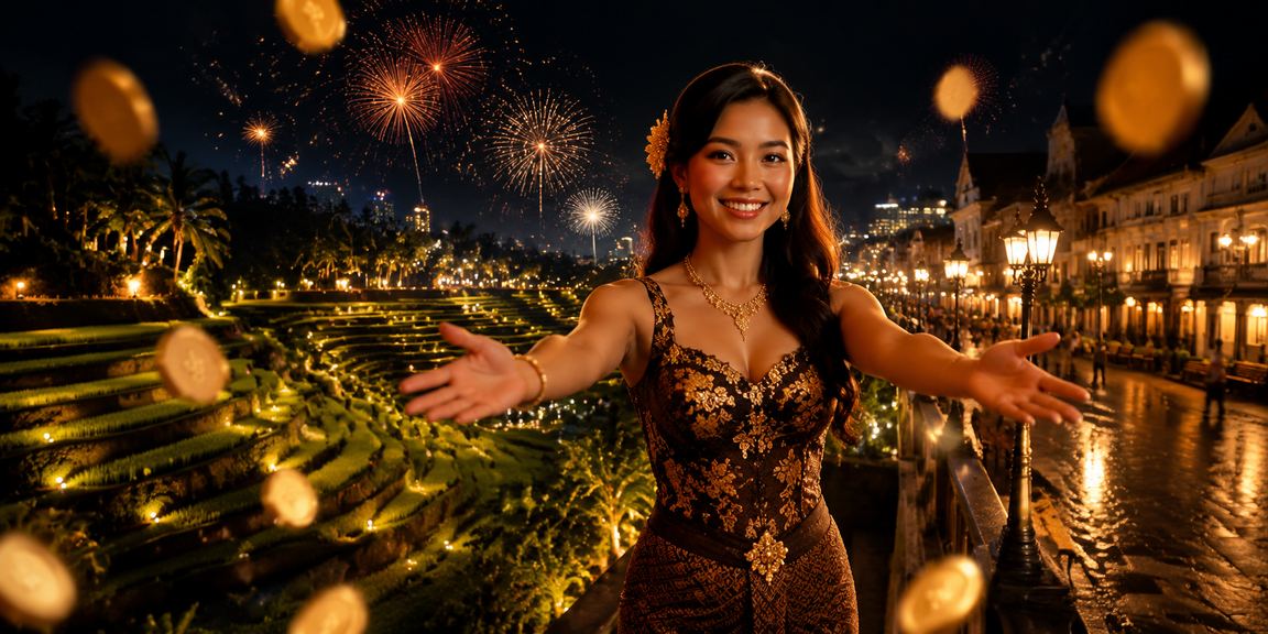 Suasana festival dengan pengguna menerima rebate bonus di platform hiburan online