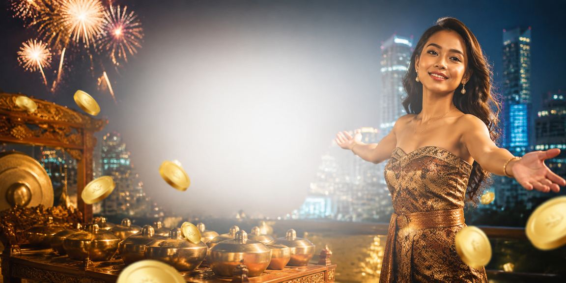 Suasana festival meriah dengan pengguna menikmati platform casino online di Indonesia