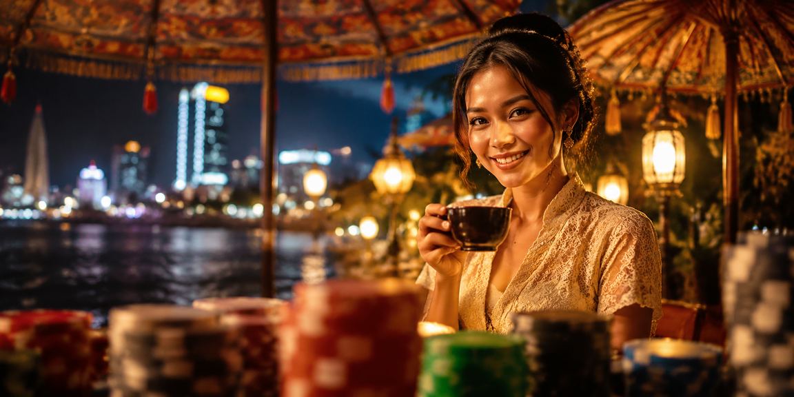 Suasana santai di kedai kopi Vietnam dengan pengguna yang menikmati waktu istirahat