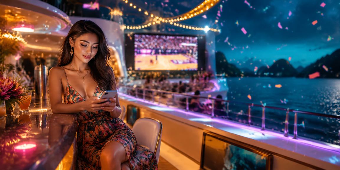 Kerumunan penonton menyaksikan pertandingan basket di pasar malam Vietnam yang ramai