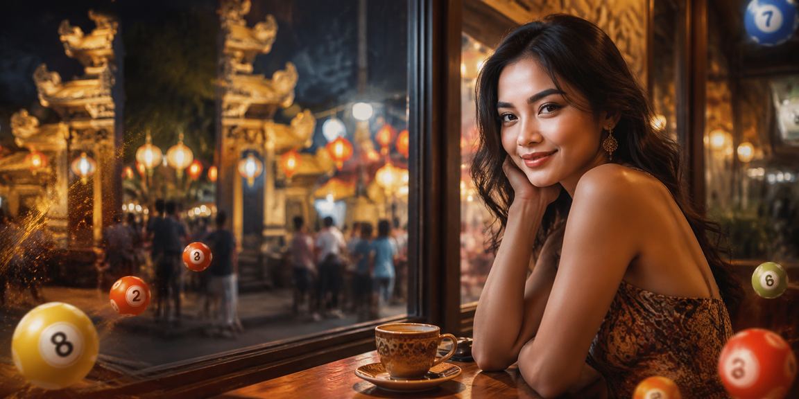 Pengguna Indonesia menikmati permainan lotre sambil minum kopi, menggambarkan hiburan lokal digital